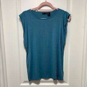 Tahari Blue Relaxed Cap Sleeve Tee